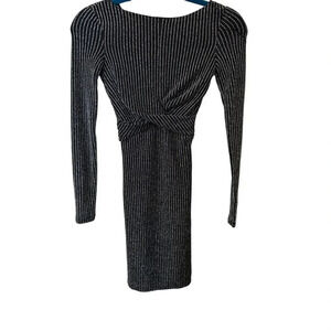 Bershka Special Edition Women's Metallic Pin Stripe Long Sleeve Dress Size XS